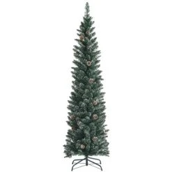 Costway 5ft/6ft/7ft Unlit Snowy PVC Artificial Slim Christmas Pencil Tree with Pine Cones -Outlet Xmas Decor Tree Store GUEST 4a6b86e2 dcaf 4474 9ee8 117563ce98f5