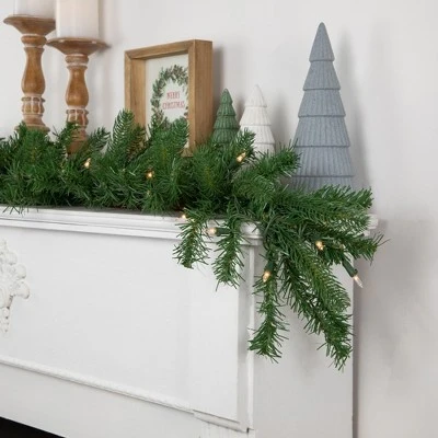 Northlight 9' x 10" Pre-Lit Sierra Noble Fir Artificial Christmas Garland, Clear Lights 4 Northlight 9' x 10" Pre-Lit Sierra Noble Fir Artificial Christmas Garland, Clear Lights - Image 2