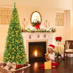 Tangkula 7.5ft Pencil Christmas Tree Pre-Lit Hinged Artificial Decoration w/ 350 Warm White Lights 17 Tangkula 7.5ft Pencil Christmas Tree Pre-Lit Hinged Artificial Decoration w/ 350 Warm White Lights -Outlet Xmas Decor Tree Store GUEST 4aa15ed5 07be 4322 9f3f 82cfb7ebd300