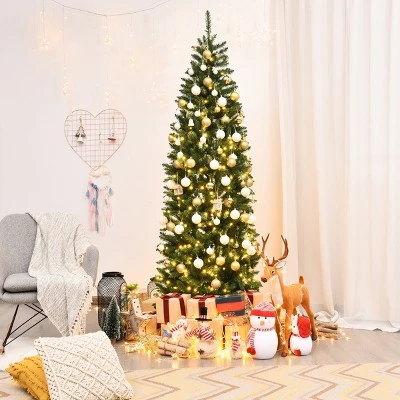 Tangkula Pre-lit Hinged Artificial Pencil Fir Christmas Tree with UL-listed Lights 3 Tangkula Pre-lit Hinged Artificial Pencil Fir Christmas Tree with UL-listed Lights