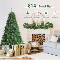 Costway 6ft 7ft8ft Unlit Hinged PVC Artificial Christmas Pine Tree with Red Berries -Outlet Xmas Decor Tree Store GUEST 4ae3be1d 76ef 4067 bd8f 557cbda3ebfd