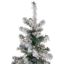 Northlight 6' Pre-Lit Slim Flocked Pine Artificial Christmas Tree, Clear Lights -Outlet Xmas Decor Tree Store GUEST 4ae5573a 55af 4d5c 935a 7487de994e8f