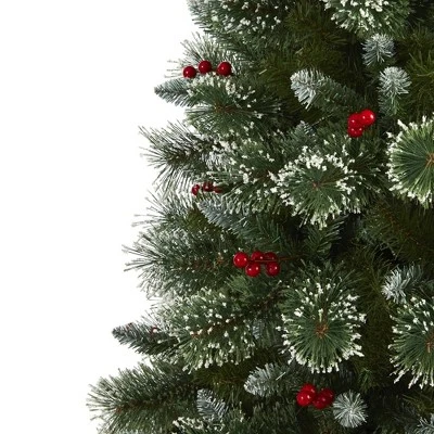 6ft Nearly Natural Pre-Lit LED Frosted Swiss Pine Artificial Christmas Tree Clear Lights 5 6ft Nearly Natural Pre-Lit LED Frosted Swiss Pine Artificial Christmas Tree Clear Lights - Image 3