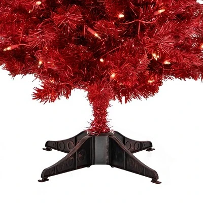 National Tree Company 4 Foot Full Bodied Flocked Prelit Artificial Christmas Holiday Tree with 200 Clear Lights, 311 Branch Tips, & Metal Stand, Red 6 National Tree Company 4 Foot Full Bodied Flocked Prelit Artificial Christmas Holiday Tree with 200 Clear Lights, 311 Branch Tips, & Metal Stand, Red - Image 4