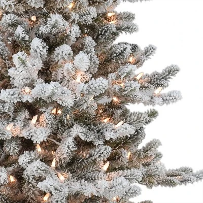 7.5ft Puleo Pre-Lit Flocked Slim Royal Majestic Douglas Spruce Artificial Christmas Tree Clear Lights 4 7.5ft Puleo Pre-Lit Flocked Slim Royal Majestic Douglas Spruce Artificial Christmas Tree Clear Lights - Image 2