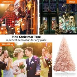 Costway 6ft/7ft Pink Christmas Tree Hinged Full Fir Tree Metal Season -Outlet Xmas Decor Tree Store GUEST 4c6b1766 cbfb 4eb2 942f c169bbed5ab0