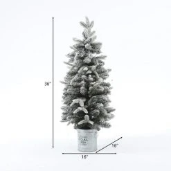 LuxenHome 3Ft Pre-Lit LED Artificial Flocked Fir Christmas Tree with Metal Pot -Outlet Xmas Decor Tree Store GUEST 4c885dd4 40b6 41b6 9ec1 4db8970741c8