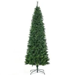 HOMCOM Artificial Christmas Tree Holiday Decoration with Auto Open, Steel Base, Pine Needles, Pencil Shape -Outlet Xmas Decor Tree Store GUEST 4d061cbb 6355 4f66 81d0 9d979fa61ea3