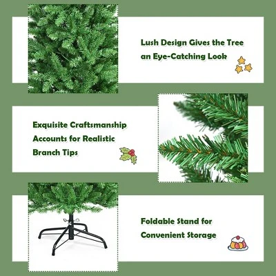 Costway 7Ft Pre-lit Artificial Pencil Christmas Tree Hinged Fir PVC Tree /350 LED Lights 10 Costway 7Ft Pre-lit Artificial Pencil Christmas Tree Hinged Fir PVC Tree /350 LED Lights - Image 8