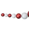 Northlight 6' Red and White Shiny and Matte Shatterproof Ball Christmas Swag