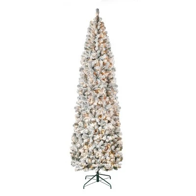 National Tree Company First Traditions Pre-Lit Pencil Slim Flocked Acacia Hinged Artificial Christmas Tree Clear Lights 9 National Tree Company First Traditions Pre-Lit Pencil Slim Flocked Acacia Hinged Artificial Christmas Tree Clear Lights - Image 7