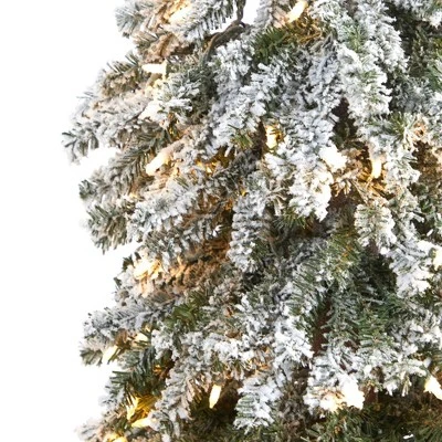 6ft Nearly Natural Pre-Lit Flocked Grand Alpine Artificial Christmas Tree Clear Lights 4 6ft Nearly Natural Pre-Lit Flocked Grand Alpine Artificial Christmas Tree Clear Lights - Image 2