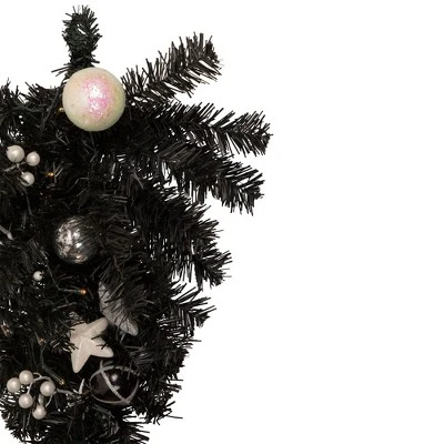 Northlight 20" Pre-lit Decorated Black Pine Artificial Teardrop Christmas Swag, Warm White LED Lights 5 Northlight 20" Pre-lit Decorated Black Pine Artificial Teardrop Christmas Swag, Warm White LED Lights - Image 3