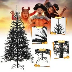 Tangkula 6FT Black Halloween Tree Artificial Hinged PVC Christmas Tree w/250 LED lights 9 Tangkula 6FT Black Halloween Tree Artificial Hinged PVC Christmas Tree w/250 LED lights -Outlet Xmas Decor Tree Store GUEST 4fda7daa f895 419f 888a 9a4b948ffbd5