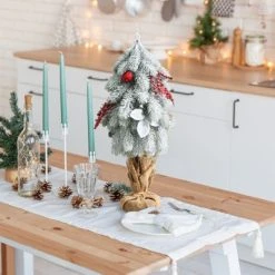 Tangkula 19" Mini Snow Flocked Xmas Tree Tabletop Artificial Christmas Tree w/ 59 Tips Burlap Cement Sand -Outlet Xmas Decor Tree Store GUEST 4ffdf0b2 c6b2 46e8 b815 500d58a7c1f2