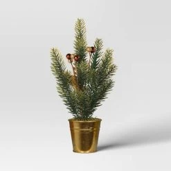 12.5" 3pc Potted Greenery with Berries Christmas Artificial Plant Green/Gold - Wondershop™ -Outlet Xmas Decor Tree Store GUEST 515fbebc 40d4 4101 a572 fb03f0ec9127
