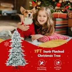 Tangkula 7ft Snow Flocked Fir Artificial Christmas Tree Hinged Decoration Pine Tree -Outlet Xmas Decor Tree Store GUEST 51f4b8dc 04c6 4268 9a23 7e98374f5fe2