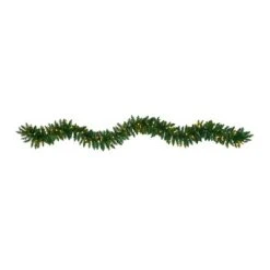 Nearly Natural 9’ Christmas Pine Artificial Garland with 50 Warm White LEDs Lights