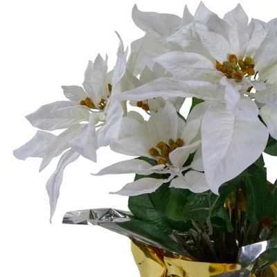 Northlight 17" Potted White Artificial Poinsettia Christmas Arrangement 3 Northlight 17" Potted White Artificial Poinsettia Christmas Arrangement