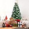 Tangkula Premium Unlit Christmas Tree, Snow Flocked Hinged Artificial Christmas Tree Pine Full Tree with Solid Metal Stand