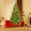 Costway 6ft Pre-lit Hinged Artificial Christmas Tree w/ Pine Cones & Red Berries
