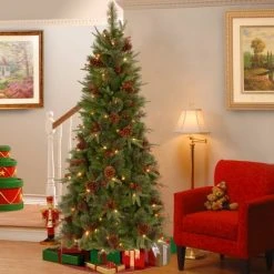 National Tree Company 7.5ft National Christmas Tree Company Colonial Artificial Christmas Tree 300ct Clear