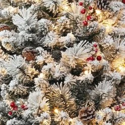 6.5ft Haute Decor Pre-Lit LED Flocked Newbury Easy Stow Artificial Christmas Tree