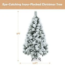 Tangkula 5FT Hinged Slim Artificial Xmas Tree, Snow-Flocked Pencil Christmas Tree W/ 470 Branch Tips -Outlet Xmas Decor Tree Store GUEST 54226af6 bb2c 4f6e 82fd 46e951895a1b