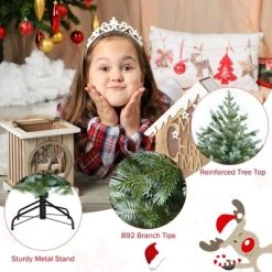 Tangkula Evergreen Artificial Christmas Tree, Mixed PE & PVC Tree Metal Stand Included, Unlit Xmas Tree -Outlet Xmas Decor Tree Store GUEST 54237451 9607 4459 9c81 25849e690311