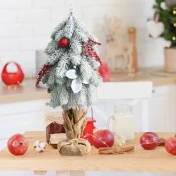Tangkula 19" Mini Snow Flocked Xmas Tree Tabletop Artificial Christmas Tree w/ 59 Tips Burlap Cement Sand -Outlet Xmas Decor Tree Store GUEST 54aa4776 5aa2 44d1 959d 2ff7aec38527