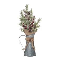 Transpac Metal 19 in. Multicolored Christmas Snowy Berry Arrangement in Pitcher