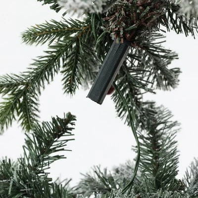 LuxenHome 5ft Pre-Lit LED Artificial Flocked Slim Fir Christmas Tree with Metal Pot and Red Holly Berries 7 LuxenHome 5ft Pre-Lit LED Artificial Flocked Slim Fir Christmas Tree with Metal Pot and Red Holly Berries - Image 5