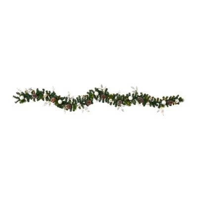 Nearly Natural 9’ Ornament and Pinecone Artificial Christmas Garland with 50 Clear LED Lights 3 Nearly Natural 9’ Ornament and Pinecone Artificial Christmas Garland with 50 Clear LED Lights