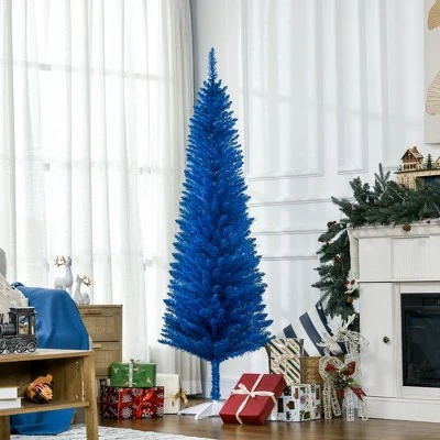 HOMCOM 70.75" Artificial Pencil Christmas Tree, Slim Xmas Tree with 390 Realistic Branch Tips and Plastic Stand 4 HOMCOM 70.75" Artificial Pencil Christmas Tree, Slim Xmas Tree with 390 Realistic Branch Tips and Plastic Stand - Image 2