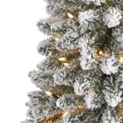 6ft Nearly Natural Pre-Lit Flocked Artificial Christmas Tree Clear Lights -Outlet Xmas Decor Tree Store GUEST 574fa35b f726 478b 966d c6aea88491e2