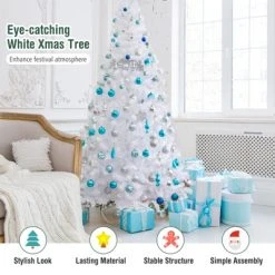 Tangkula 7ft White Artificial PVC Christmas Tree Festive Winter Tree w/ Stand Indoor/Outdoor -Outlet Xmas Decor Tree Store GUEST 5773a1f1 2906 4d08 97a9 d446264d2382