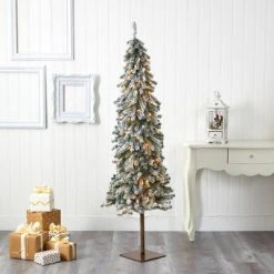 6ft Nearly Natural Pre-Lit Flocked Alpine Artificial Christmas Tree Clear Lights -Outlet Xmas Decor Tree Store GUEST 5802fdd0 a53a 4c6a a915 40165919e580