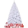 Tangkula 9ft White Christmas Pine Tree Hinged Artificial Decoration w/ 2132 Tips & Metal Stand