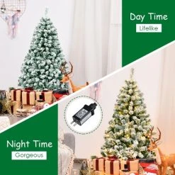 Tangkula Pre-lit Artificial Hinged Christmas Pine Tree Snow Flocked Decoration Tree -Outlet Xmas Decor Tree Store GUEST 59479f1e d393 4be2 99e3 889465a831b0
