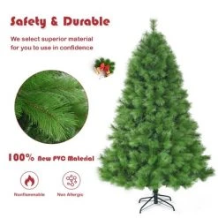 Costway 7 ft Hinged Artificial Christmas Tree Holiday Decoration w/ Foldable Metal Stand -Outlet Xmas Decor Tree Store GUEST 59b21f49 1e09 417c a4f6 bd98a01b15c4