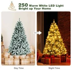 Tangkula 6FT Snow Flocked Artificial Christmas Hinged Tree Pre-lit Artificial Xmas Full Tree with 928 Branch Tips -Outlet Xmas Decor Tree Store GUEST 5a33d303 06d4 4f2d 8657 44f1cfedc2d9