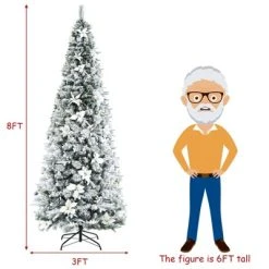 Tangkula 8FT Slim Pencil Tree Hinged Artificial Christmas Tree W/ 807 Branches Tips -Outlet Xmas Decor Tree Store GUEST 5ab25423 56ef 465a a67b aaf14bd415f4