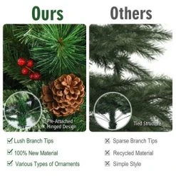 Costway 6ft 7ft8ft Unlit Hinged PVC Artificial Christmas Pine Tree with Red Berries -Outlet Xmas Decor Tree Store GUEST 5ad9e6d3 b38f 4741 9408 ebf55497caf5