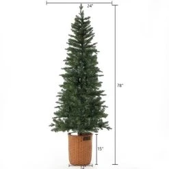 LuxenHome 6.5ft Pre-Lit LED Artificial Slim Fir Christmas Tree with Pot 13 LuxenHome 6.5ft Pre-Lit LED Artificial Slim Fir Christmas Tree with Pot -Outlet Xmas Decor Tree Store GUEST 5b4b2eef 17bd 41f1 811f 9e8bf54828bd