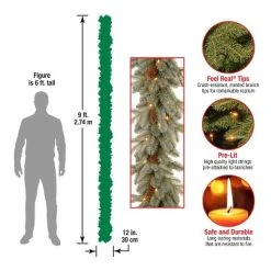 National Tree Company Pre-Lit 'Feel Real' Artificial Christmas Garland, Green, Arctic Spruce, White Lights, With Pine Cones, Plug In, 9 Feet -Outlet Xmas Decor Tree Store GUEST 5b6f36c8 0e04 4586 8578 dc471ef3e1ec