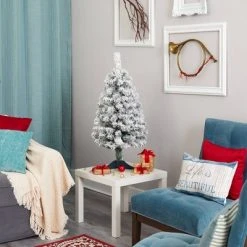 3ft Nearly Natural Pre-Lit LED Flocked Rock Springs Spruce Artificial Christmas Tree Clear Lights -Outlet Xmas Decor Tree Store GUEST 5b87a43b 0072 478c 8f07 4ba498f53985