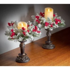 Haute Decor 2pk Frosted Adjustable Candle Ring Artificial Swag Silver -Outlet Xmas Decor Tree Store GUEST 5bcee837 31e8 41e0 a8a9 bf493ab20a90