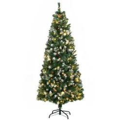 HOMCOM Skinny Prelit Artificial Christmas Tree Holiday Decoration with Snow-dipped Branches, Warm White LED Lights, Auto Open, Green 15 HOMCOM Skinny Prelit Artificial Christmas Tree Holiday Decoration with Snow-dipped Branches, Warm White LED Lights, Auto Open, Green -Outlet Xmas Decor Tree Store GUEST 5c85594d b52a 44c9 a732 b5570ad1f936