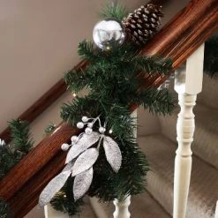 Sunnydaze Decor Sunnydaze Indoor Pre-Lit Artificial Christmas Garland with Frosted Pinecones and Silver Berries and Bulbs - 9' -Outlet Xmas Decor Tree Store GUEST 5cc64d80 fcf0 422c bc9c 88d365ebd9b2