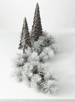 Sullivans 6' Flocked Pine & Cone Artificial Garland 72"L Green 5 Sullivans 6' Flocked Pine & Cone Artificial Garland 72"L Green - Image 3